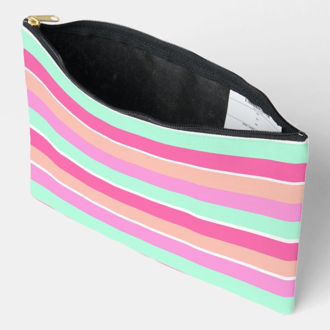 Pochette À Accessoires Couleurs de bonbons rayures (Ouvrir)