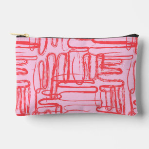 Pochette À Accessoires Courbe rose gribouillis abstrait moderne