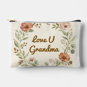 Pochette À Accessoires Couronne florale personnalisée pour grand-mère