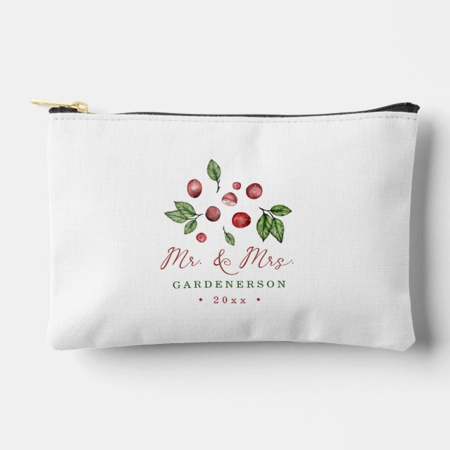 Pochette À Accessoires Cranberry Winter Wedding Date  (Recto)