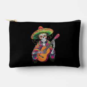 Pochette À Accessoires Crâne de squelette de la fête Cinco De Mayo Guitar