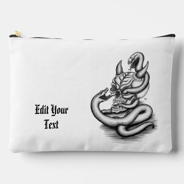 Pochette À Accessoires Crâne - Tête diabolique avec serpent (Recto)