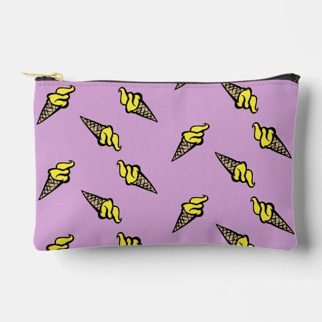 Pochette À Accessoires Crème glacée jaune sur violet (Recto)
