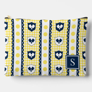 Pochette À Accessoires Crête de Pickleball Prépa Gingham - Jaune & Nuit