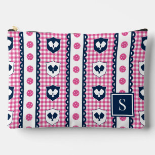 Pochette À Accessoires Crête de Pickleball Prépa Gingham - Rose Chaud & N
