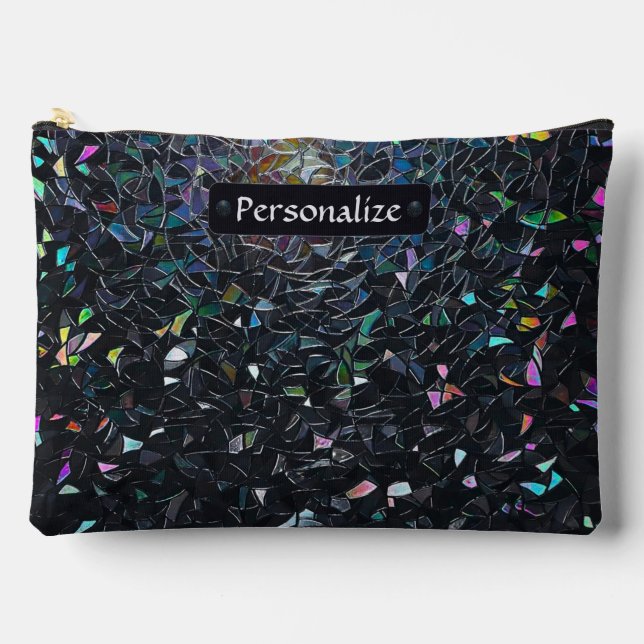 Pochette À Accessoires Custom Iridescent Abstract Stained Glass Pattern (Recto)