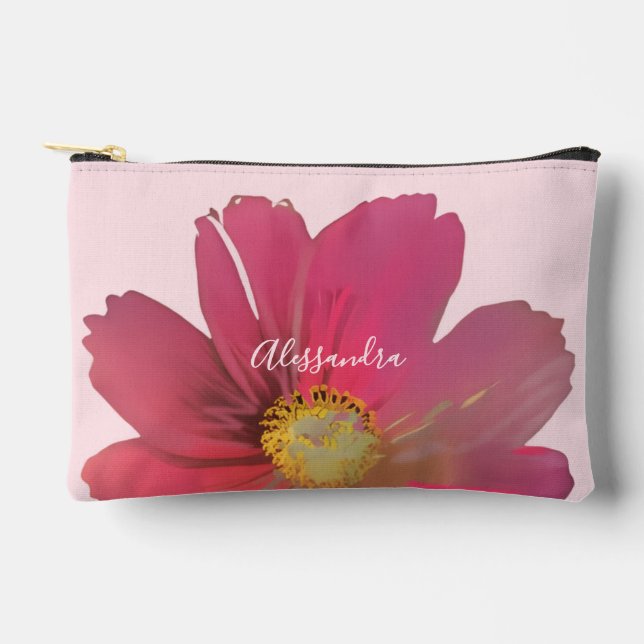 Pochette À Accessoires Custom Name Pastel Pink Red Watercolor Wildflower (Recto)