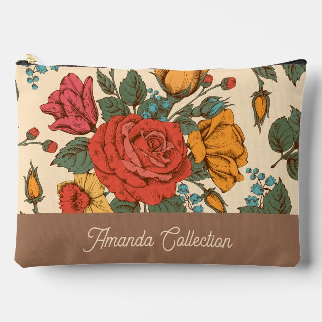 Pochette À Accessoires Custom trendy classic botanical pattern Brown (Recto)