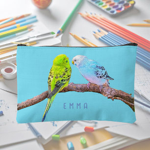Pochette À Accessoires Cute budgie couple - coutume