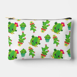 Pochette À Accessoires Cute Cactus, Green Cactus, Motif Cactus
