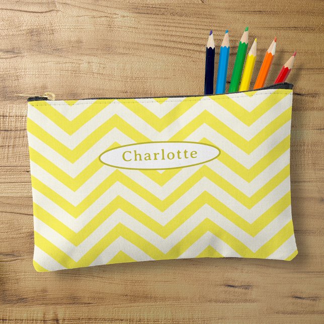 Pochette À Accessoires Cute Jaune Chevron Motif moderne Coque  (Créateur téléchargé)