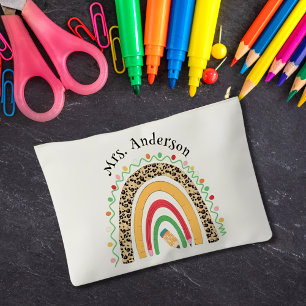 Pochette À Accessoires Cute Leopard Arc-en-ciel Cadeaux de jour Ecru Blan