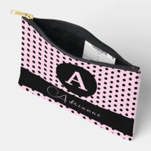 Cute Monogrammed Pois rose et noir