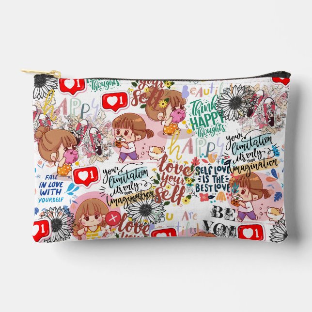 Pochette À Accessoires Cute Motivational – Positive Quote Kawaii  (Recto)