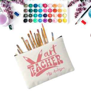 Pochette À Accessoires Cute Retro Enseignant d'Art Ivory White Personnali