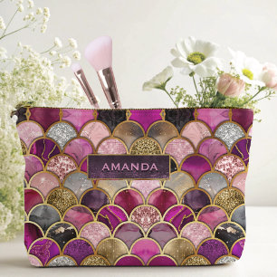 Pochette À Accessoires Cute rose rose or sirène échelles girly