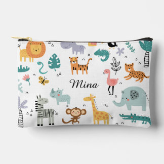 Pochette À Accessoires Cute Safari Jungle Animals Personalized Baby Name