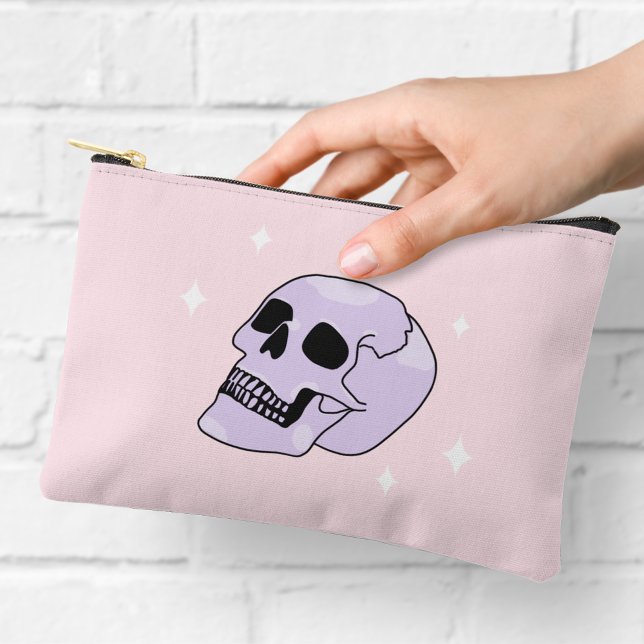 Pochette À Accessoires Cute Witchen Skull rose et violet Zipper Pouch (Créateur téléchargé)