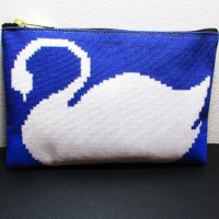 Cygne Blanc En Cool Bleu Lac Artisan Crochet Impri