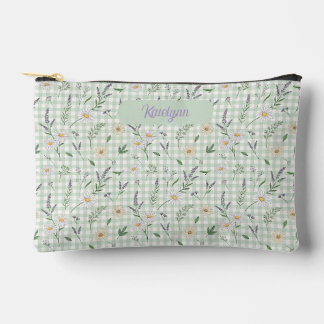 Pochette À Accessoires Daisy Lavender Gingham Floral Bridal Gift 