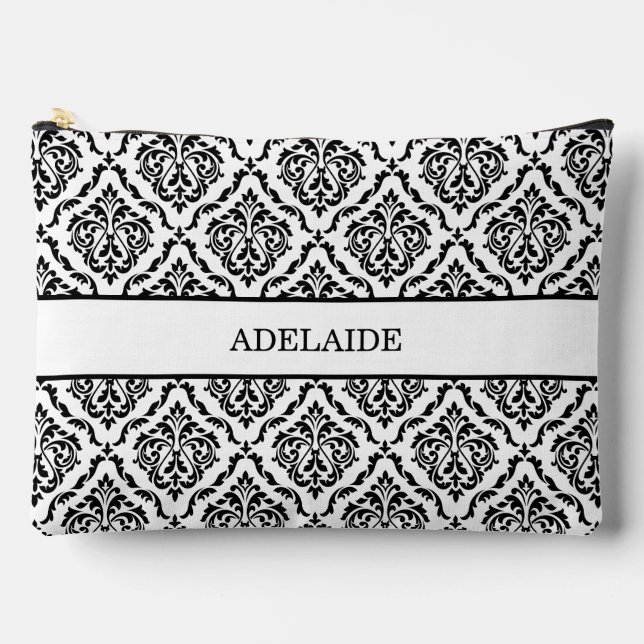 Pochette À Accessoires Damask Bride Tribe Bridal Party Black (Recto)