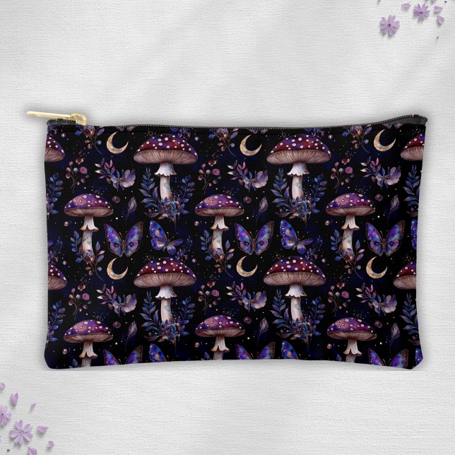 Pochette À Accessoires Dark Butterfly Mushroom Floral Witchy Pattern (Créateur téléchargé)