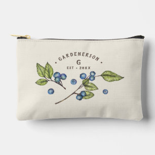 Pochette À Accessoires Date de mariage personnalisée aux myrtilles bleues
