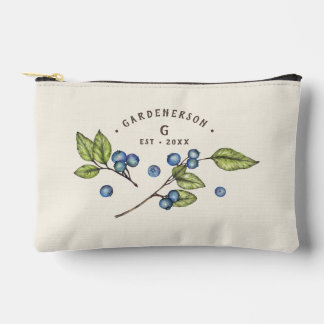 Pochette À Accessoires Date de mariage personnalisée aux myrtilles bleues