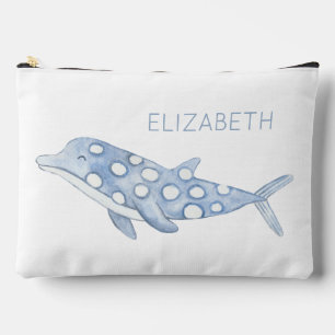 Pochette À Accessoires Dauphin à pois bleu aquarelle côtière