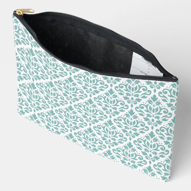 Pochette À Accessoires Défiler Damask Motif Turquoise (Ouvrir)