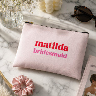 Pochette À Accessoires Demoiselle d'honneur Minimal Rouge et Rose Enterre