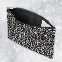 Design damassé noir et blanc avec rouleaux