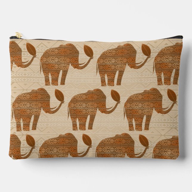 Pochette À Accessoires Design d'art tribal des éléphants (Recto)