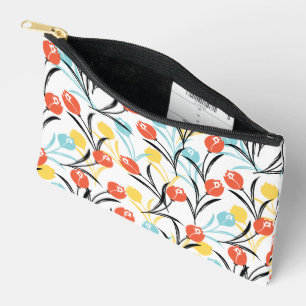 Pochette À Accessoires Design floral Motif de Tulipe en blanc