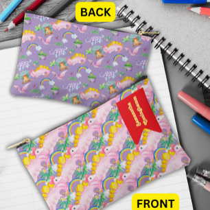 Pochette À Accessoires Dinosaure Rose Mignon avec Classeur à Ruban