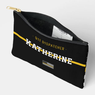 Pochette À Accessoires Dispatcher personnalisé Thin Gold Line US Drapeau 