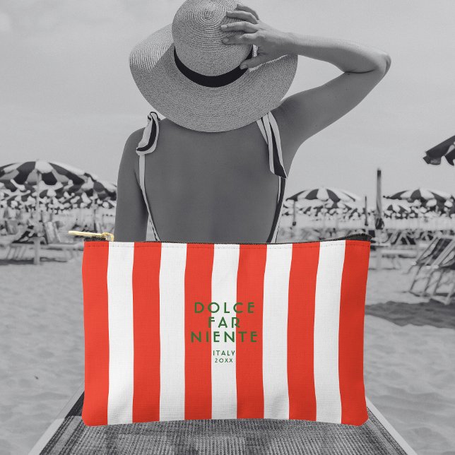 Pochette À Accessoires Dolce Far Niente Italie Red Cabana Stripe Travel (Créateur téléchargé)