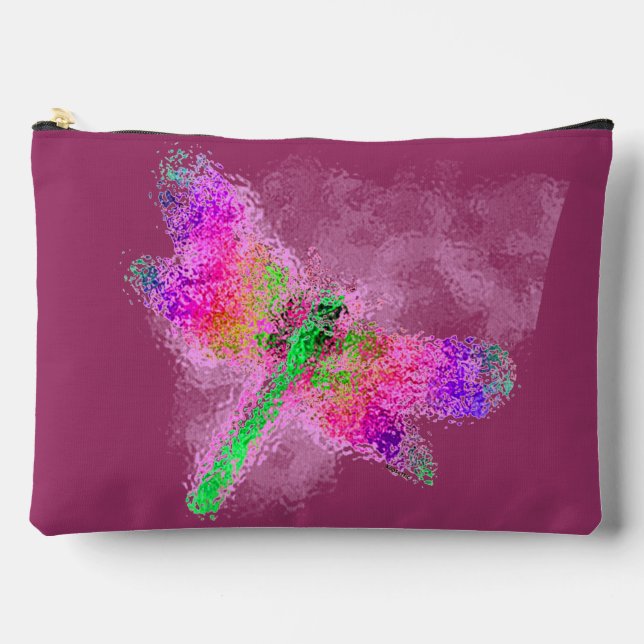 Pochette À Accessoires Dragonfly Abstrait Art Rose (Recto)