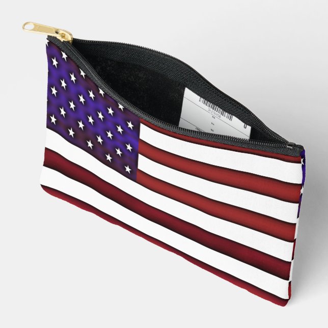 Pochette À Accessoires Drapeau américain moderne en relief (Ouvrir)