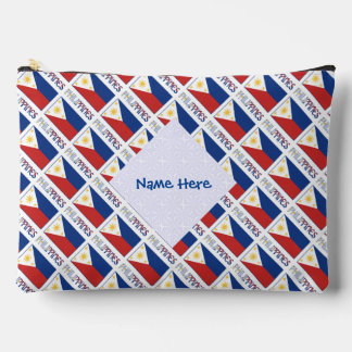Pochette À Accessoires Drapeau des Philippines Bleu Personnalisé