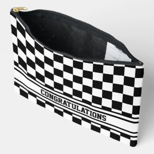 Pochette À Accessoires Drapeau noir et blanc À damiers vainqueurs