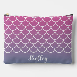 Pochette À Accessoires Échelle de pêche rose Turquoise de sirène