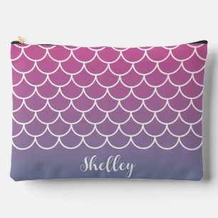 Pochette À Accessoires Échelle de pêche rose Turquoise de sirène