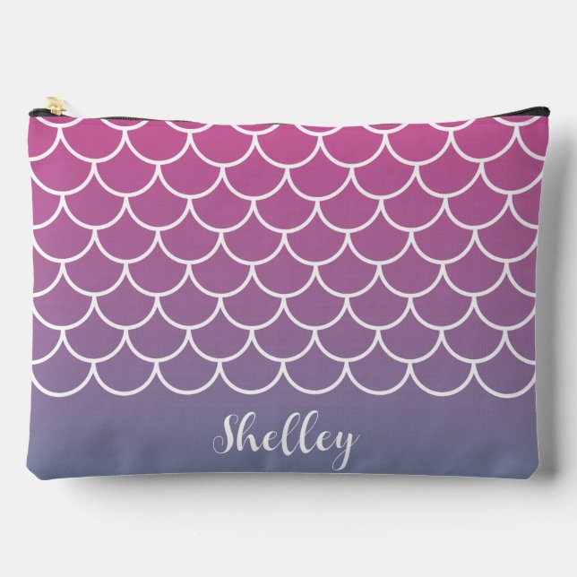 Pochette À Accessoires Échelle de pêche rose Turquoise de sirène (Recto)