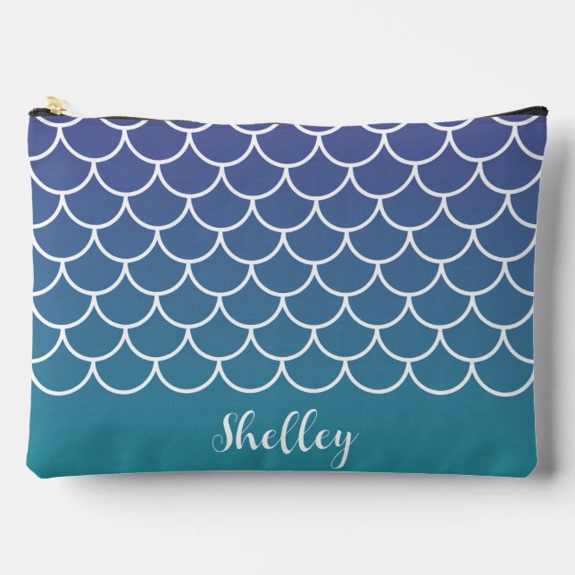 Pochette À Accessoires Échelle de poisson de sirène Turquoise violette (Recto)