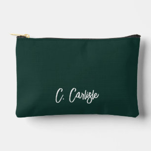 Pochette À Accessoires Écriture manuscrite verte personnalisée élégante