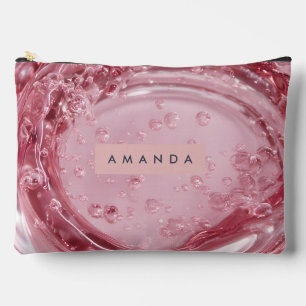 Pochette À Accessoires Effet Marbre Rose Clair Personnalisé Brillante