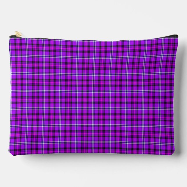 Pochette À Accessoires Electric Violet and Fuchsia Plaid Purple Pink (Recto)