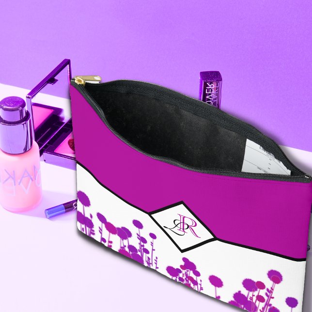 Pochette À Accessoires Élégance fleurit : Monogramme personnalisé (Créateur téléchargé)