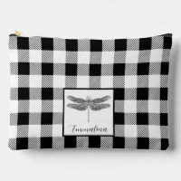 Élégant blanc blanc plaid en vichy libellule